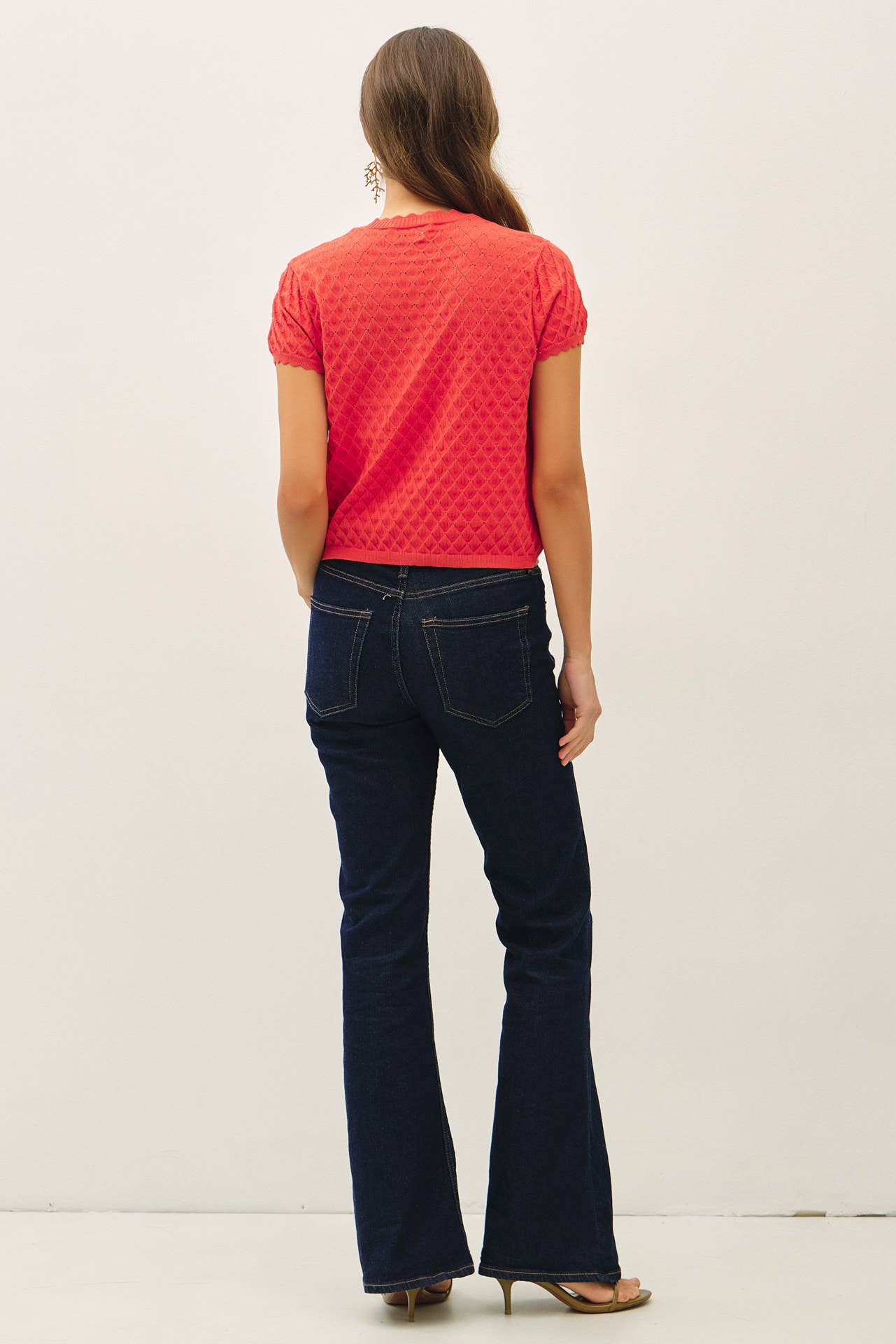 Nicole Pointelle Short Sleeve Cardigan
