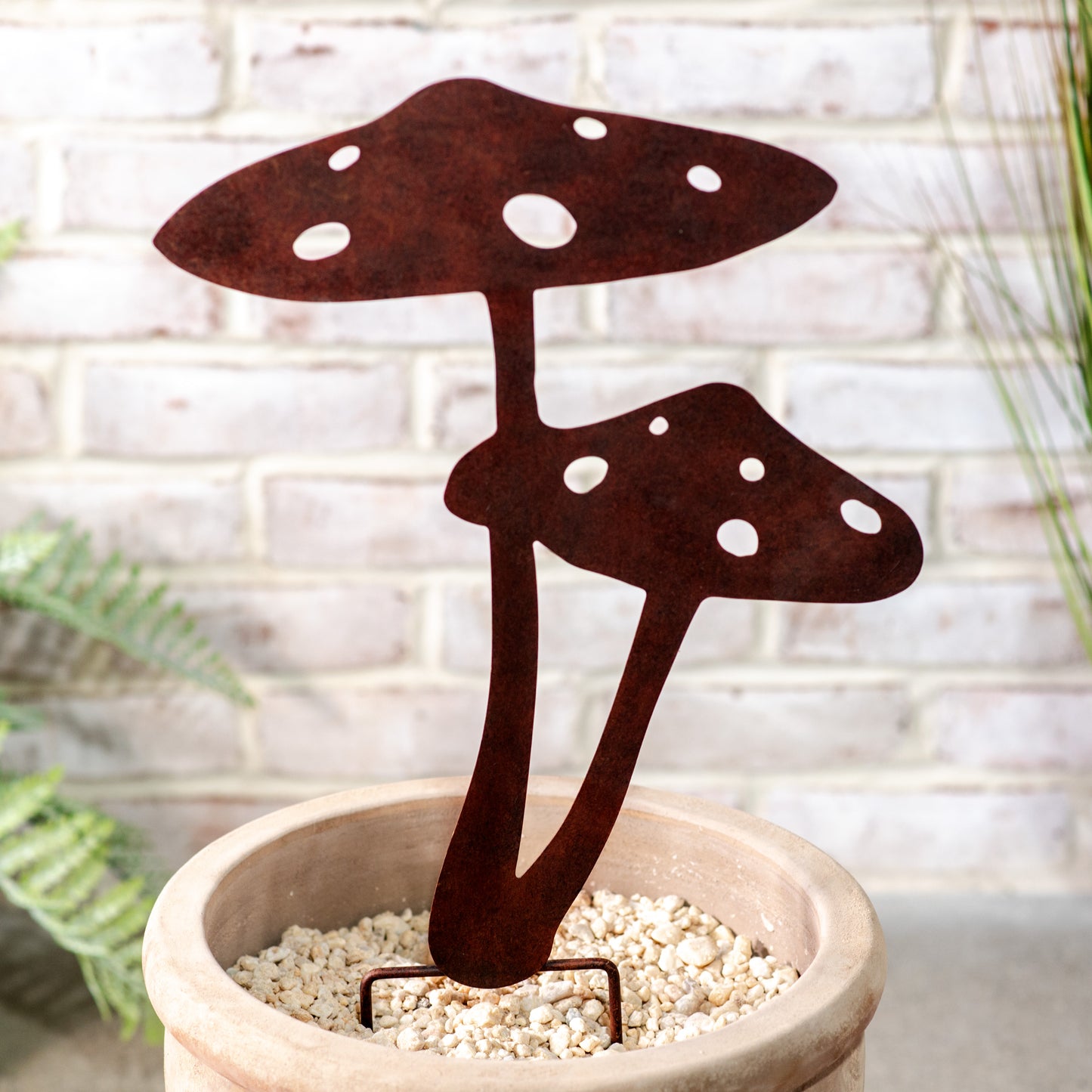 Bronze Mushroom Garden Stake