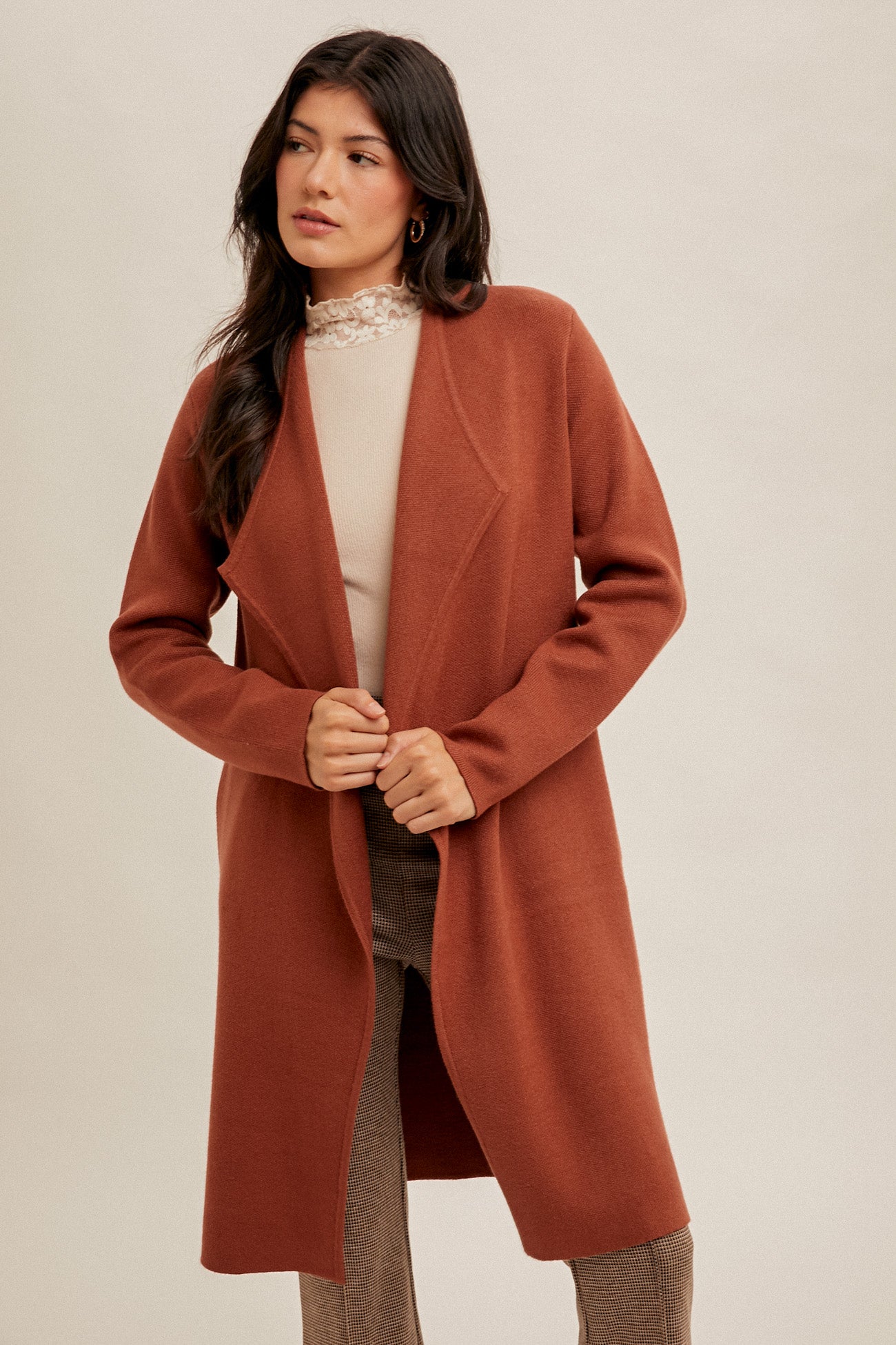 Natalie Collared Long Line Cardigan