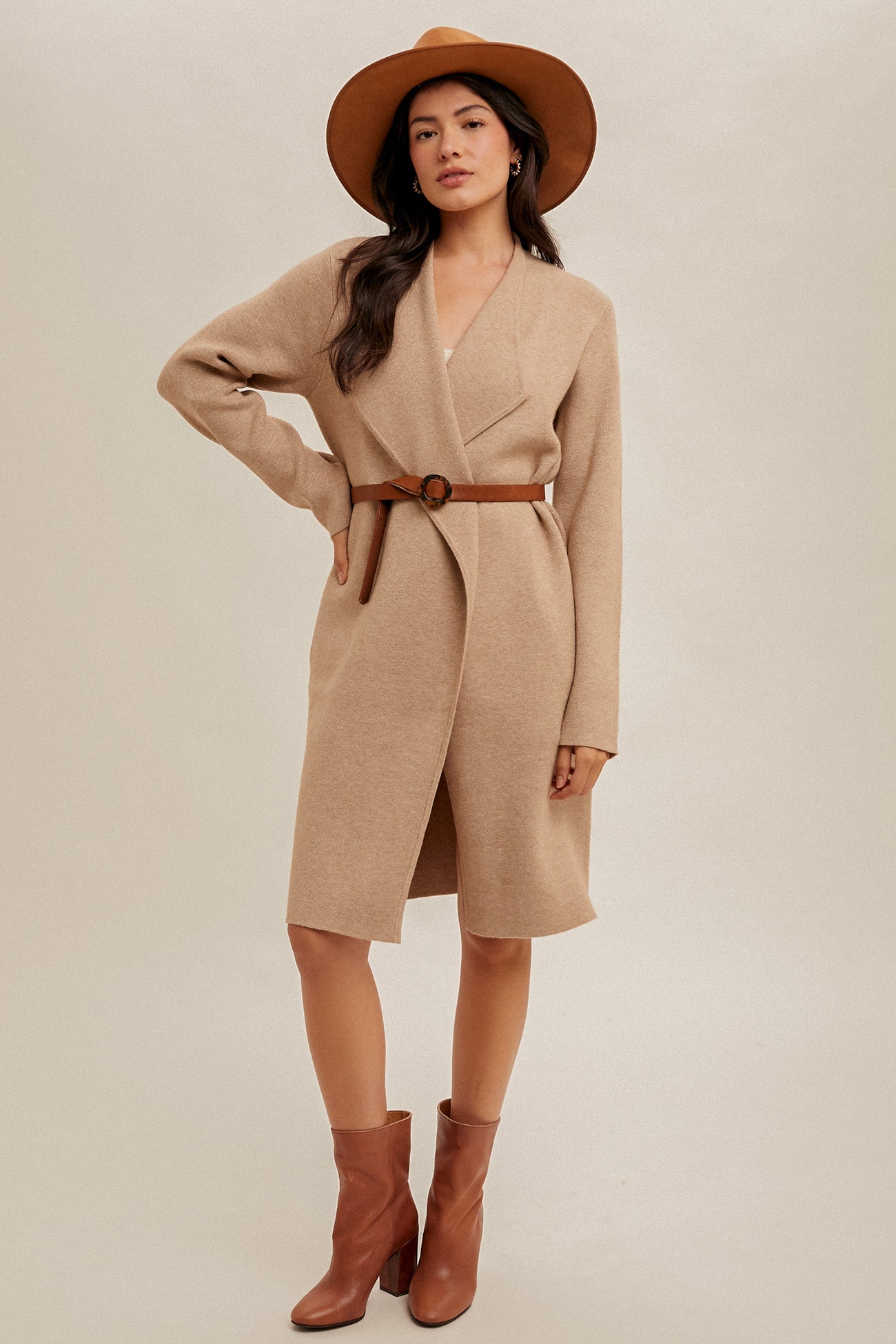 Natalie Collared Long Line Cardigan