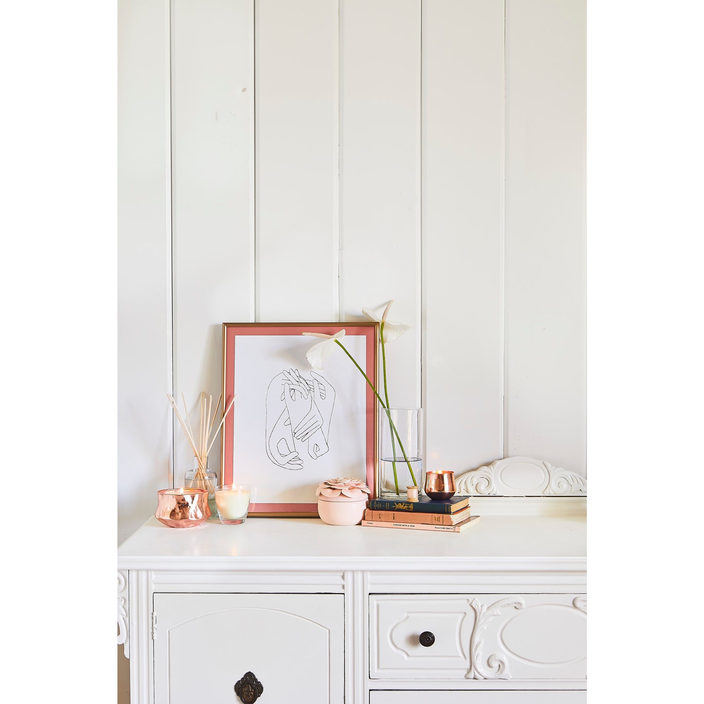 Blood Orange Dahlia Ceramic Flower Candle