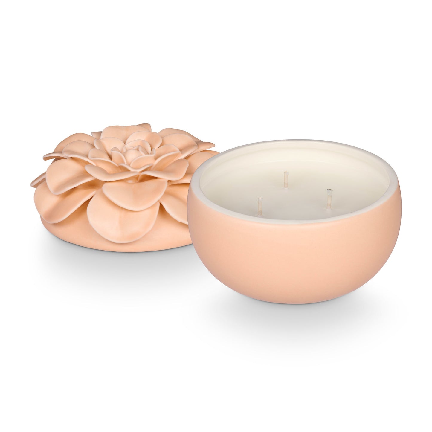 Blood Orange Dahlia Ceramic Flower Candle