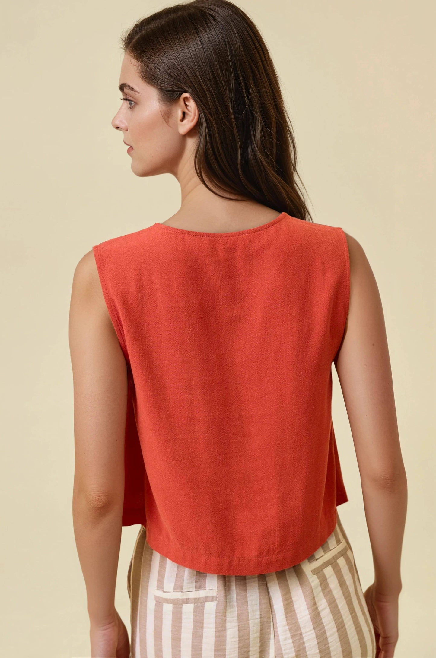 Anna Cropped Buttoned Tank Top