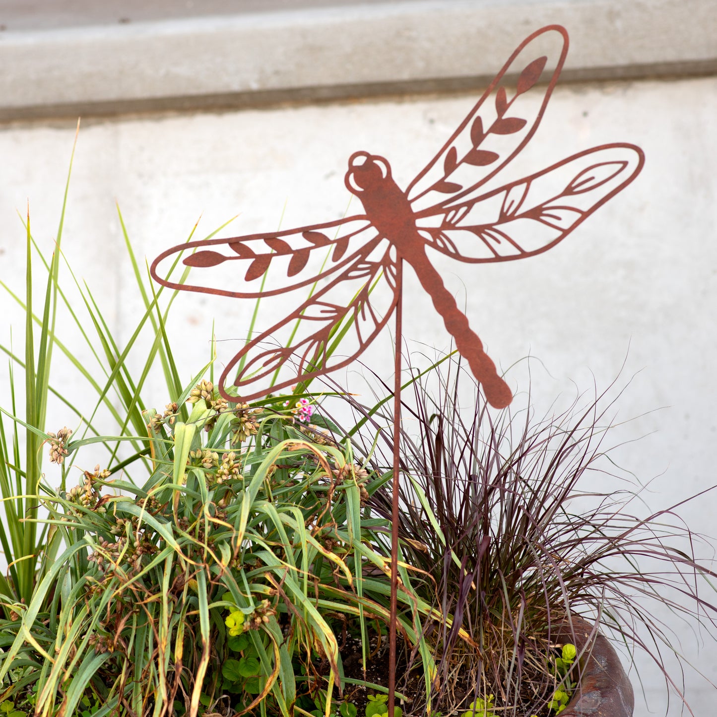 Bronze Dragonfly Garden Stake
