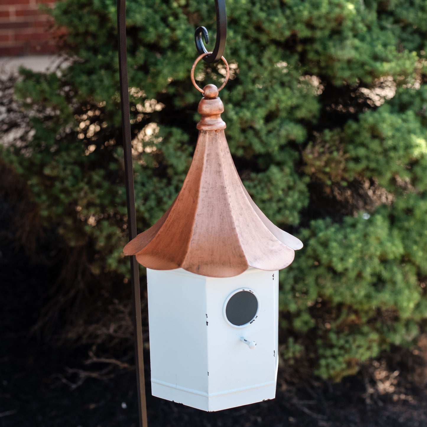Tall Copper Finish Birdhouse