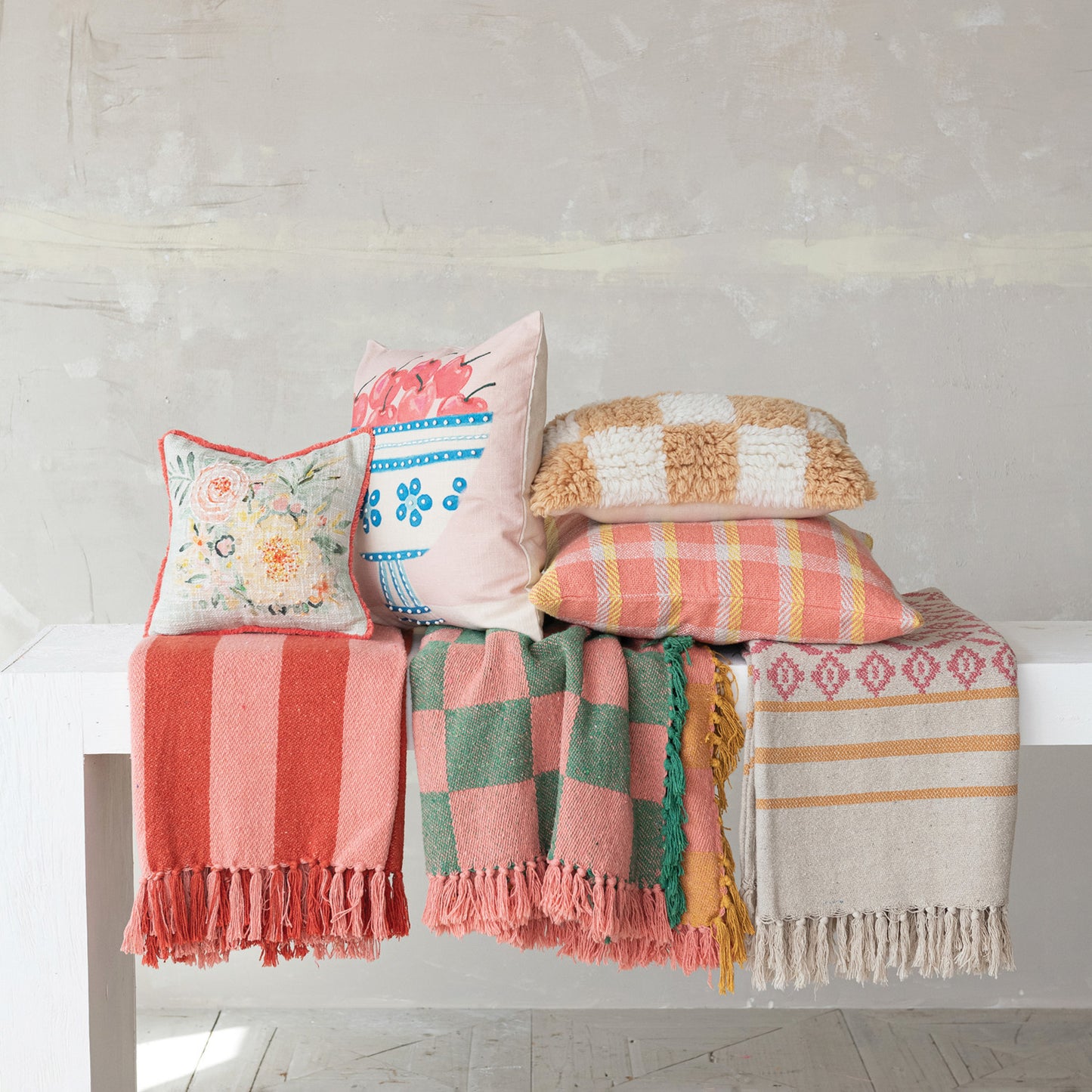 Isabella Woven Cotton Blend Jacquard Throw