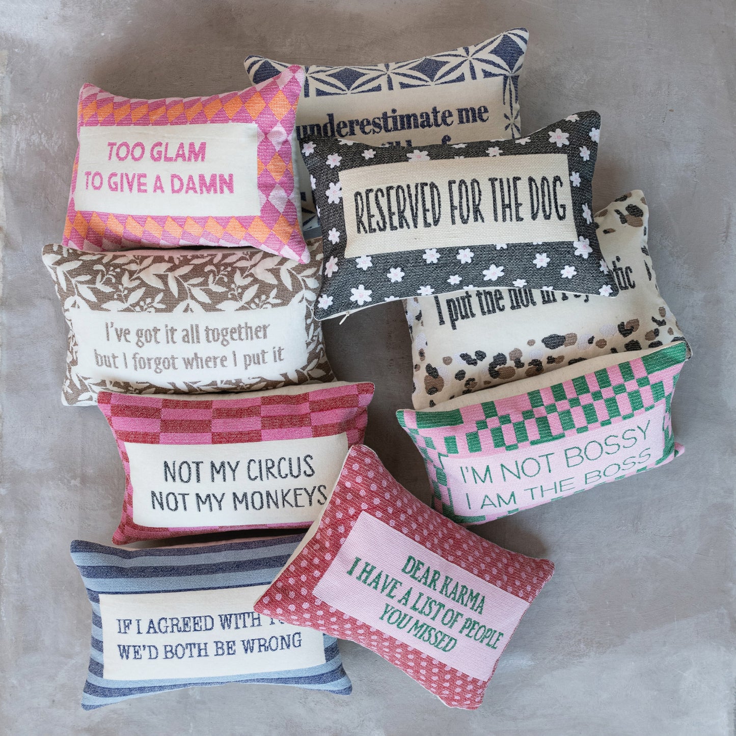 Not My Circus Embroidered Lumbar Pillow
