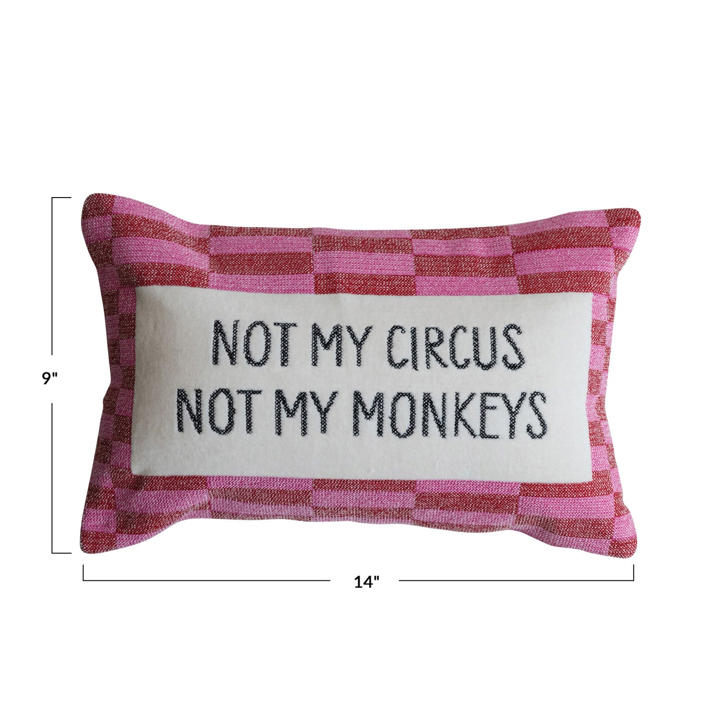Not My Circus Embroidered Lumbar Pillow