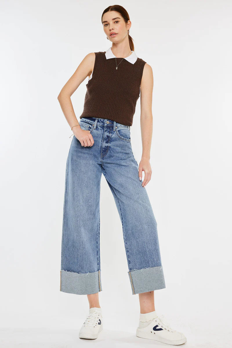 Alfie 90's Cropped Wide Leg Jeans