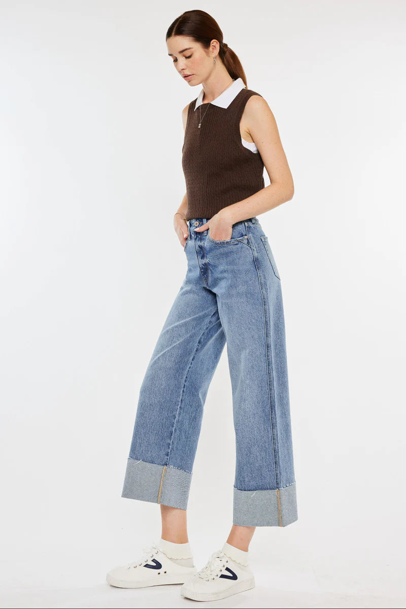 Alfie 90's Cropped Wide Leg Jeans