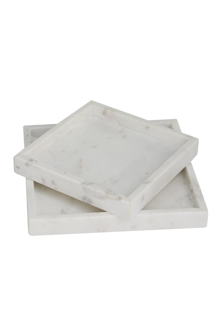 Square White Marble Tray