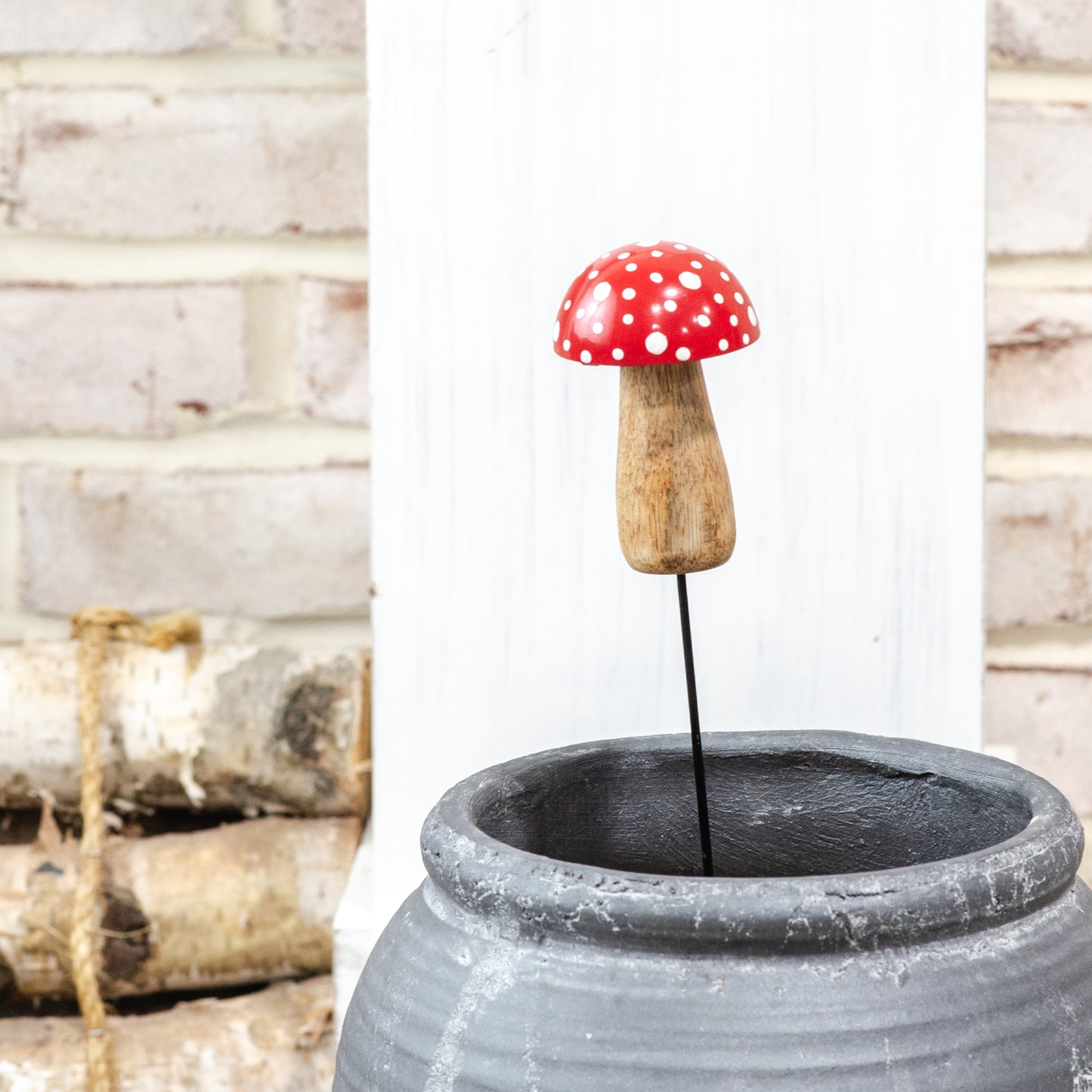 Pixie Wooden Mushroom Garden Stakes