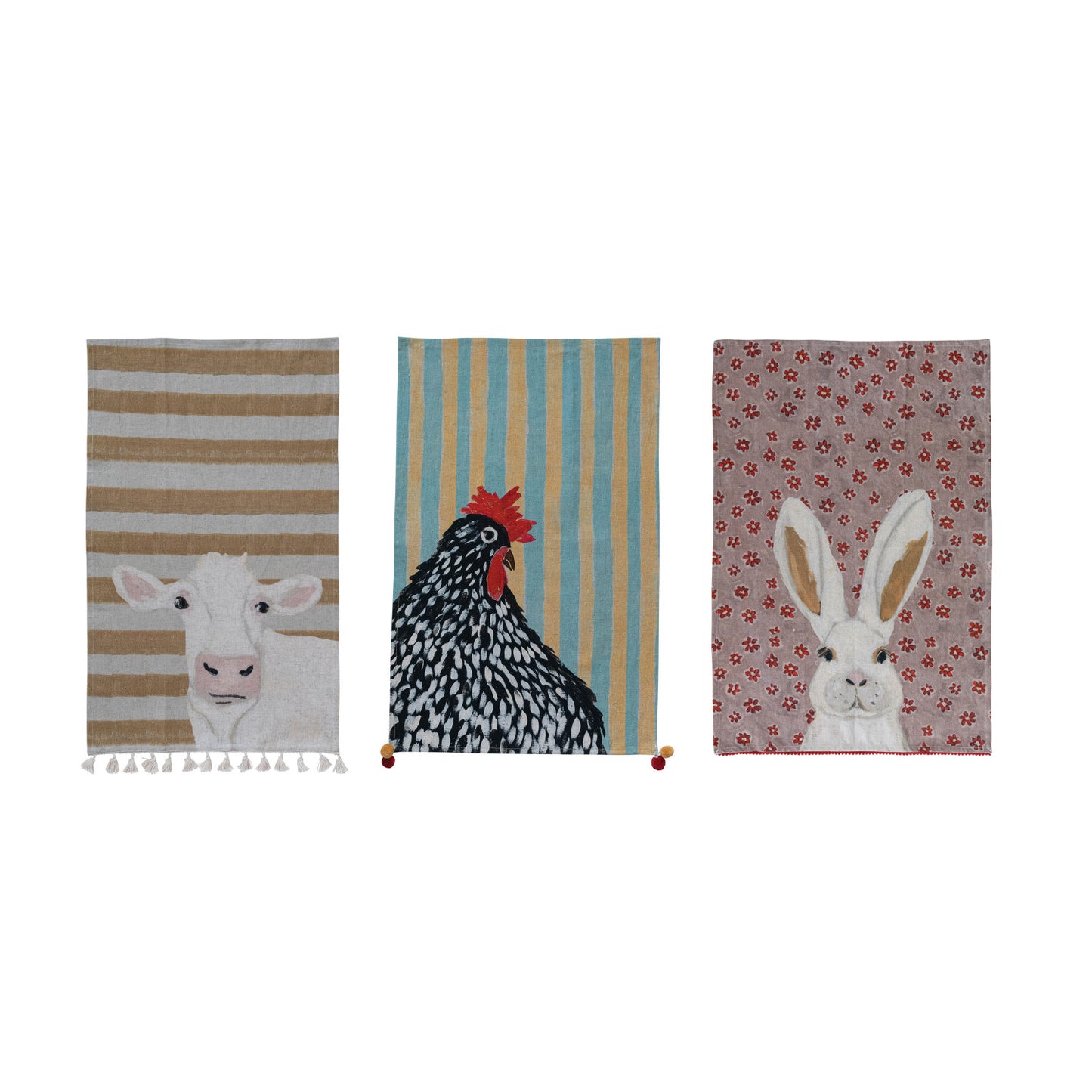 Farm Friends Cotton & Linen Printed Tea Towels