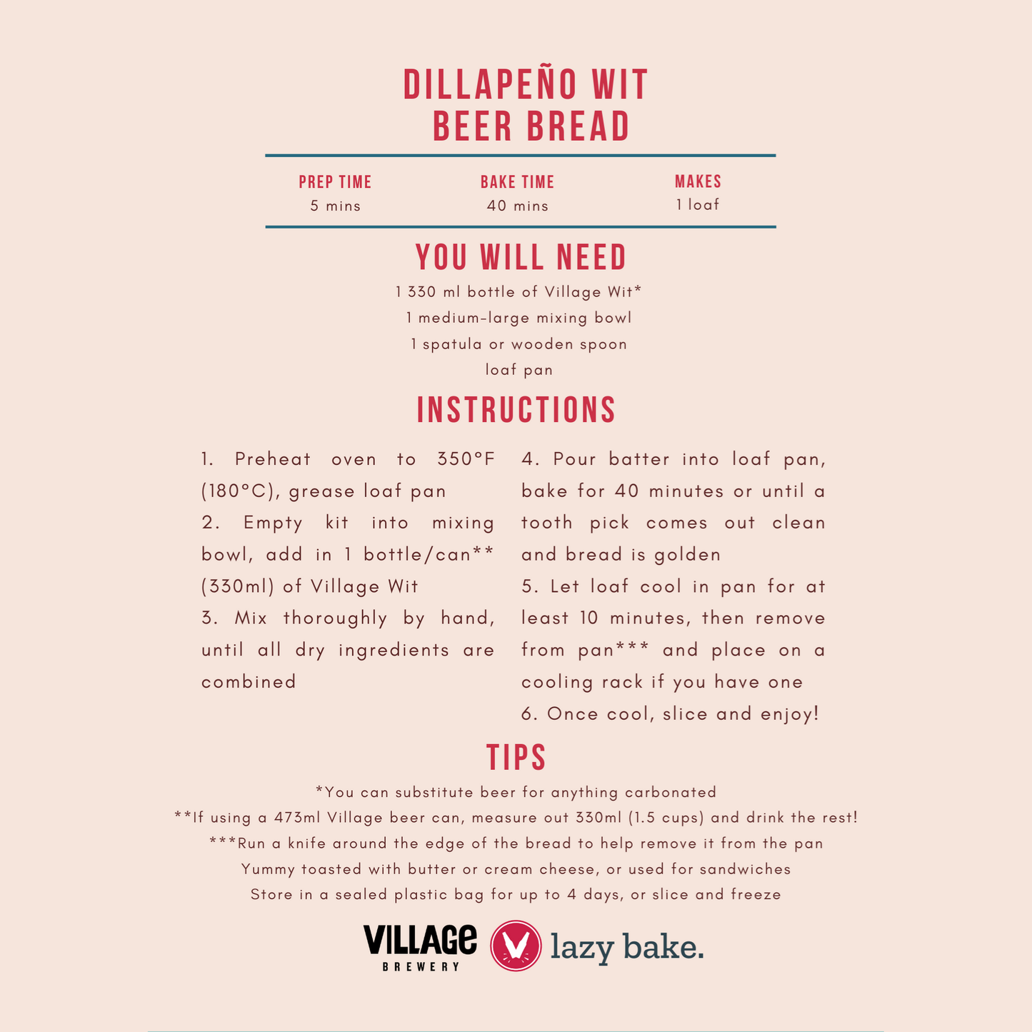 Dillapeño Wit Beer Bread Kit