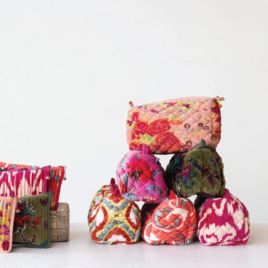 Patterned Velvet Makeup Pouch