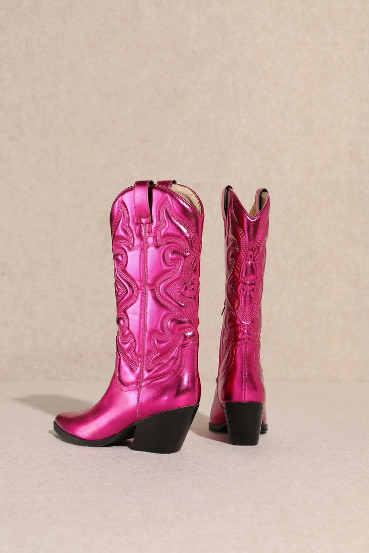 Taylor Pink Metallic Western Boots