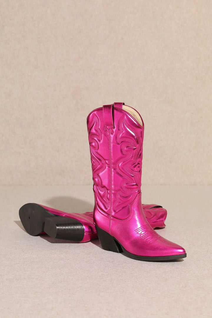 Taylor Pink Metallic Western Boots