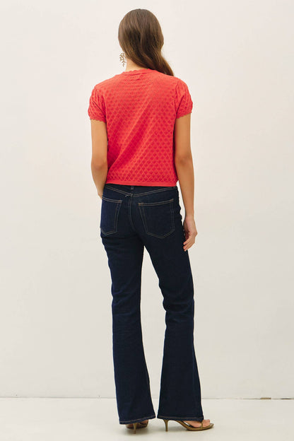 Nicole Pointelle Short Sleeve Cardigan