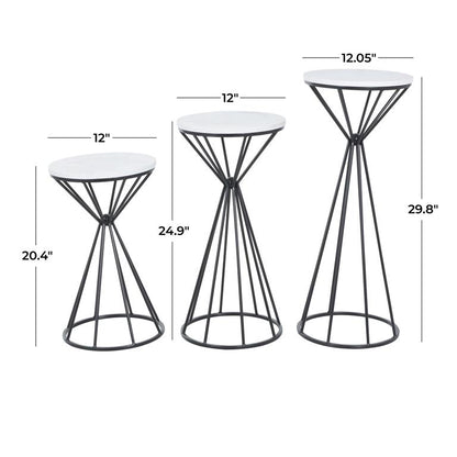 Zeke Cone Marble Plant Stands