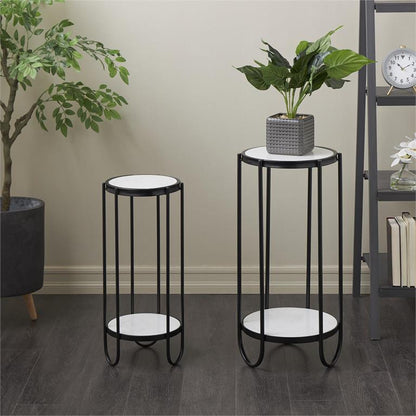 Zeke Round Marble Plant Stands