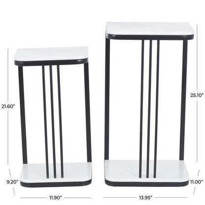 Zeke Half Rectangle Marble Plant Stands