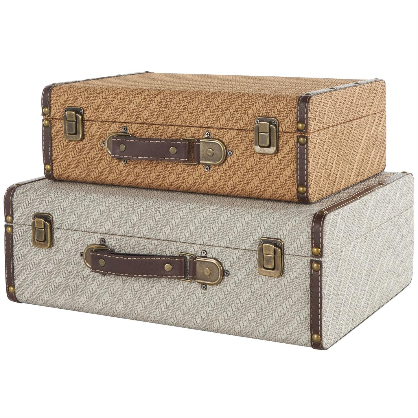 Braided Faux Leather Suitcase Storage Boxes