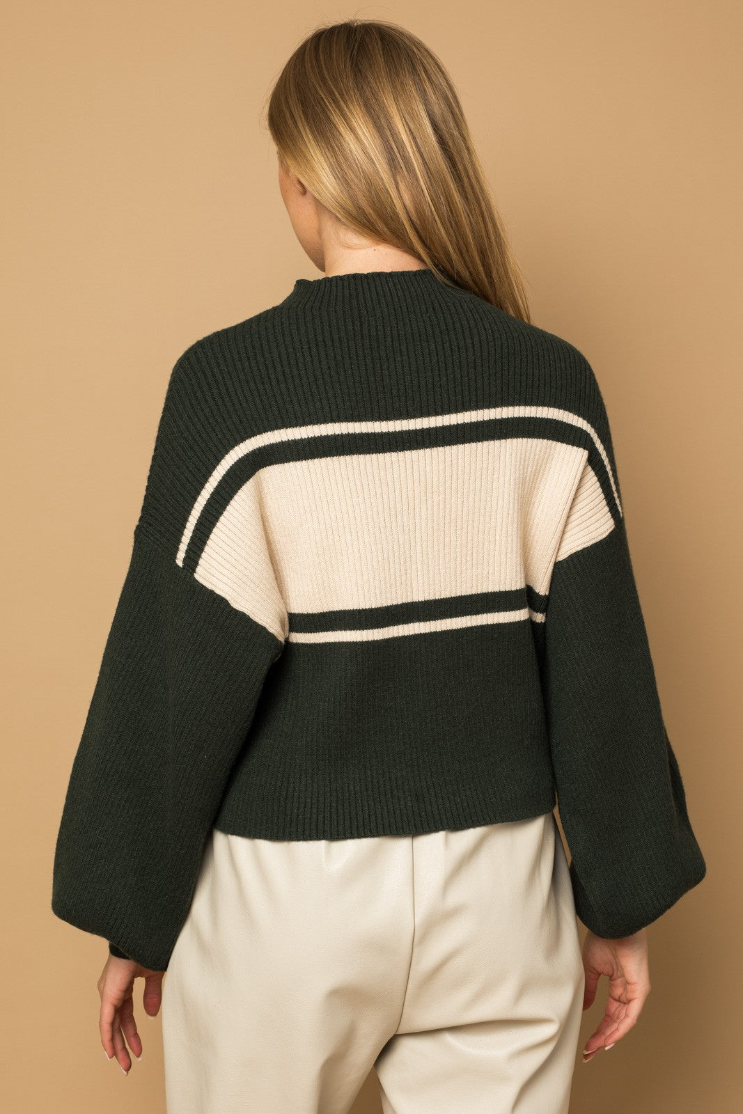 Andy Contrast Stripe Mock Neck Sweater