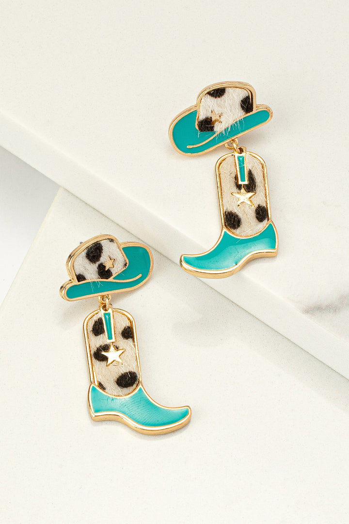 Cow Print Detail Western Earrings