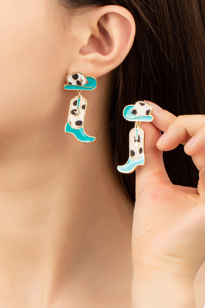 Cow Print Detail Western Earrings