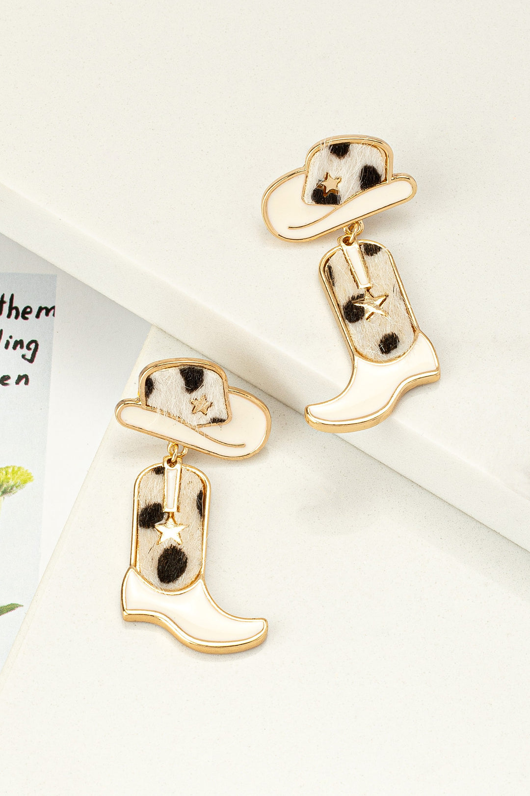Cow Print Detail Western Earrings