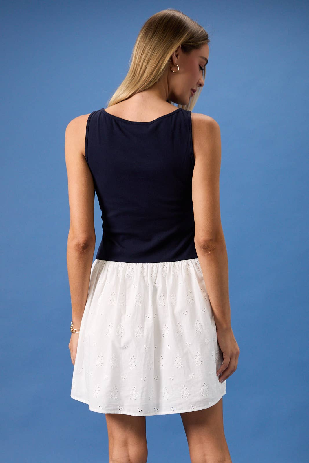 Kayla Knit & Eyelet Mini Dress