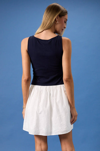 Kayla Knit & Eyelet Mini Dress