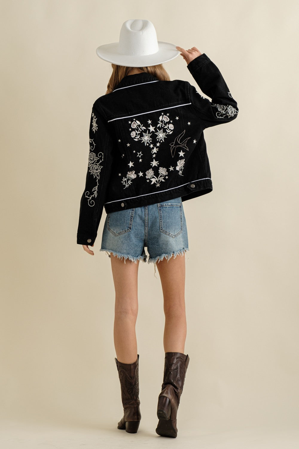 Twill Denim Embroidered Western Jacket