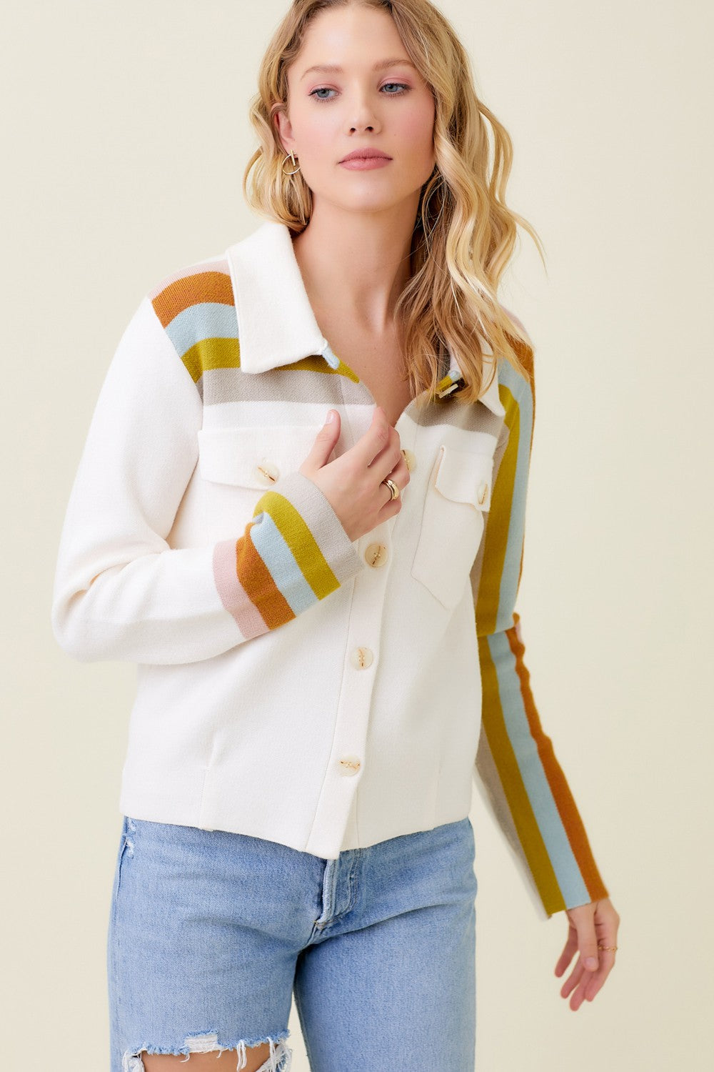 Goldie Stripe Detail Cropped Jacket