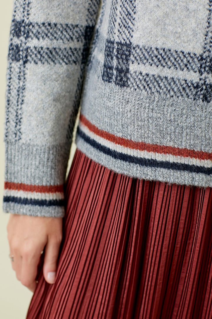 Grey Checker Pullover Sweater