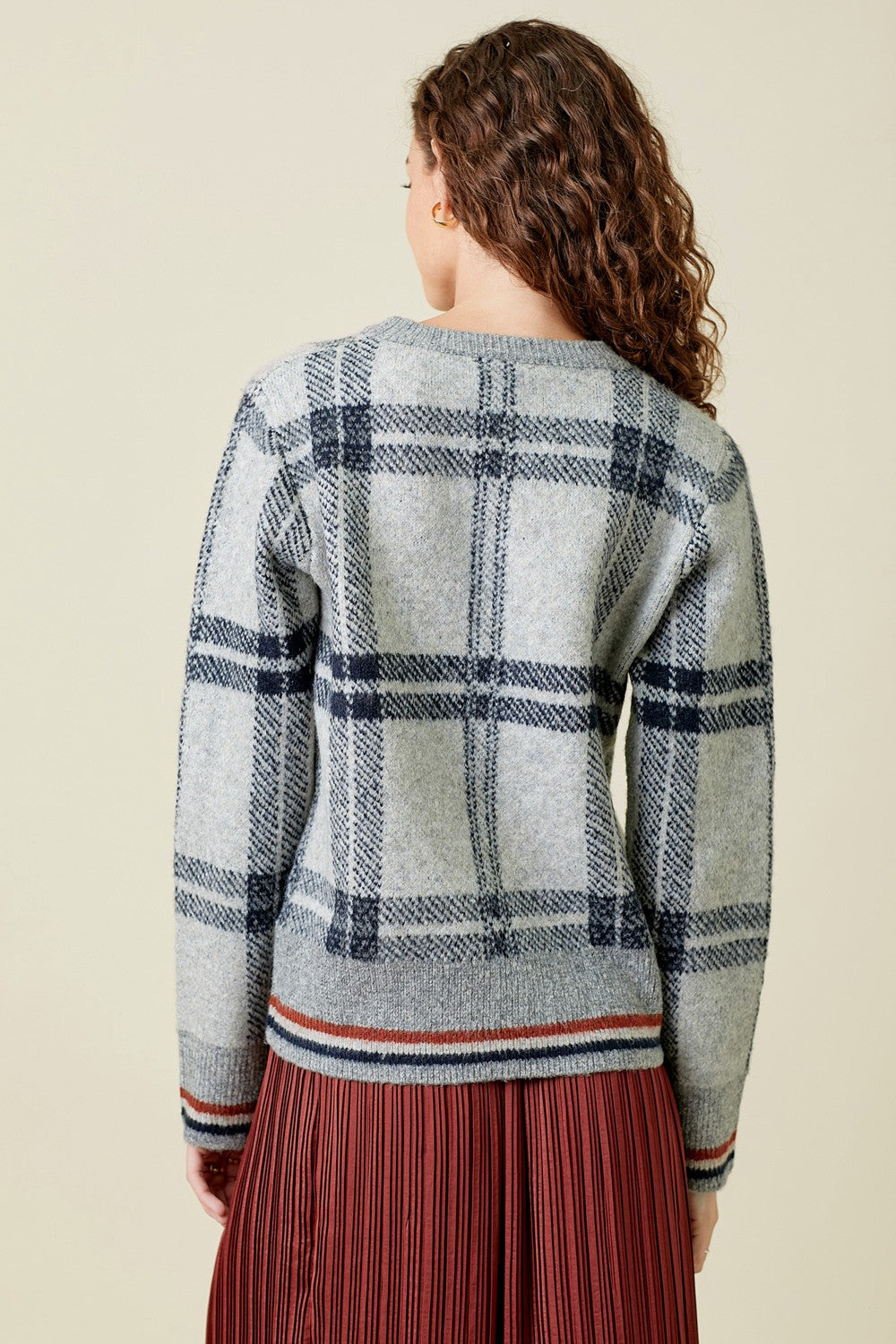 Grey Checker Pullover Sweater