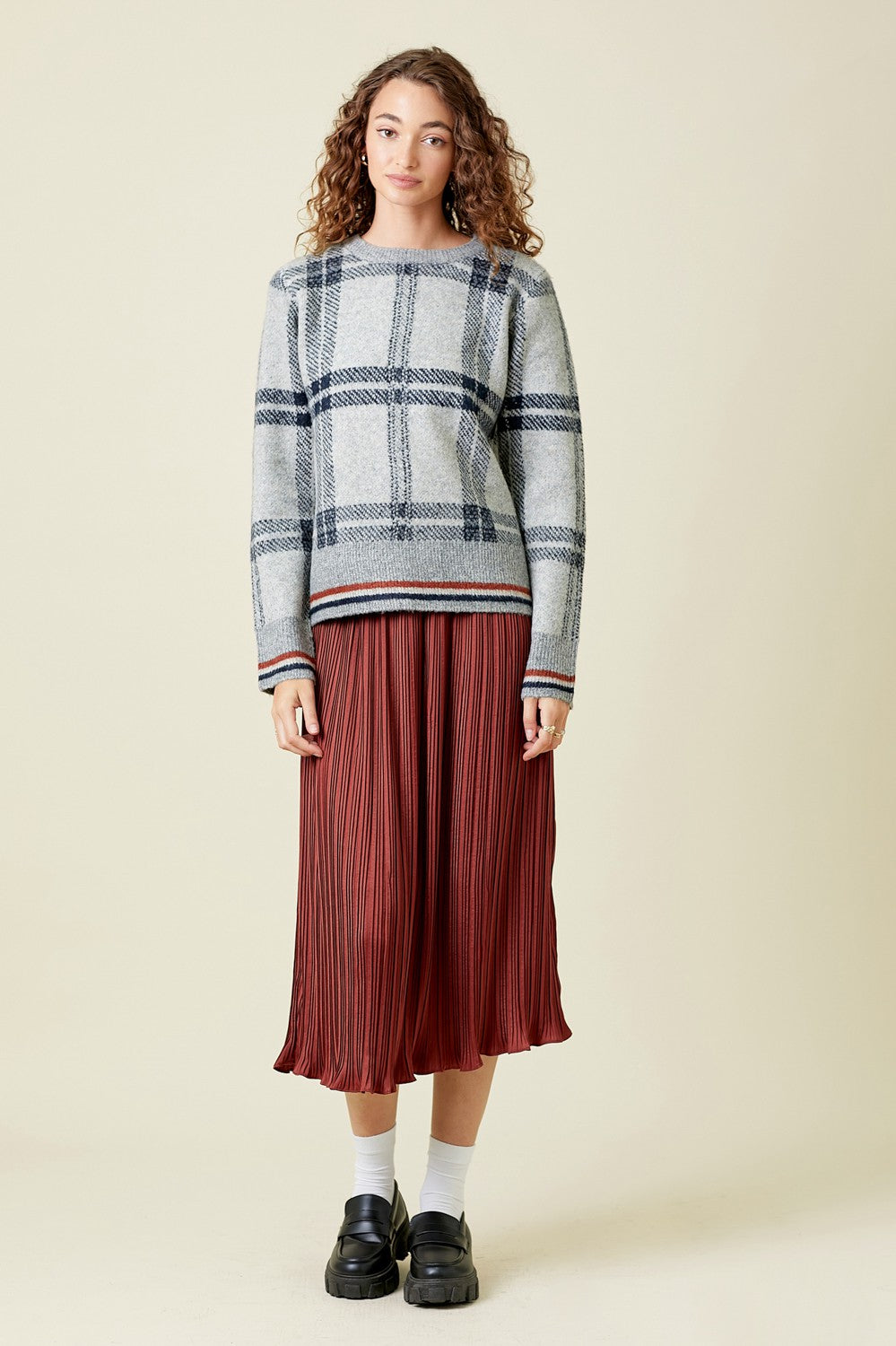Grey Checker Pullover Sweater