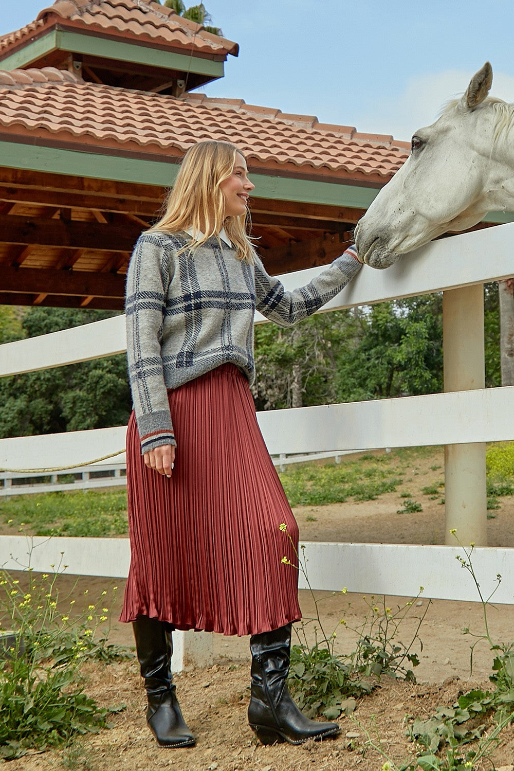 Grey Checker Pullover Sweater