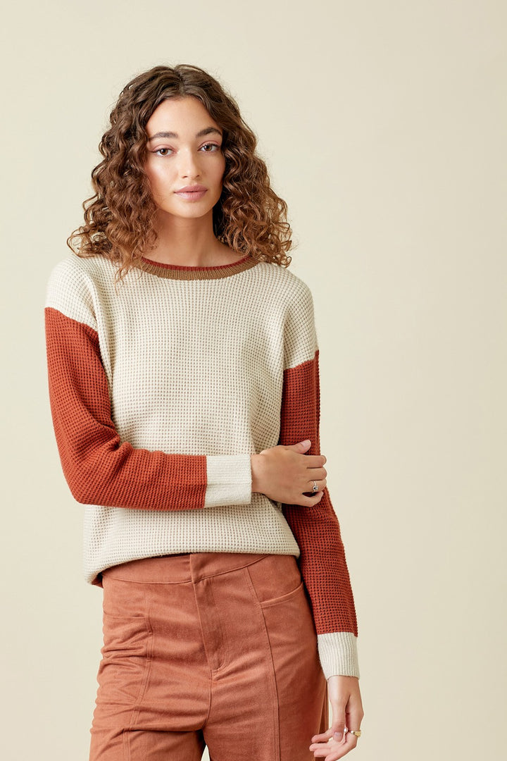 Hayden Colour Blocked Thermal Knit Sweater