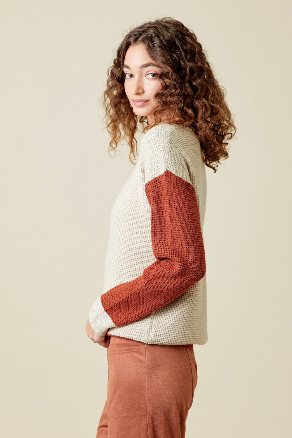 Hayden Colour Blocked Thermal Knit Sweater