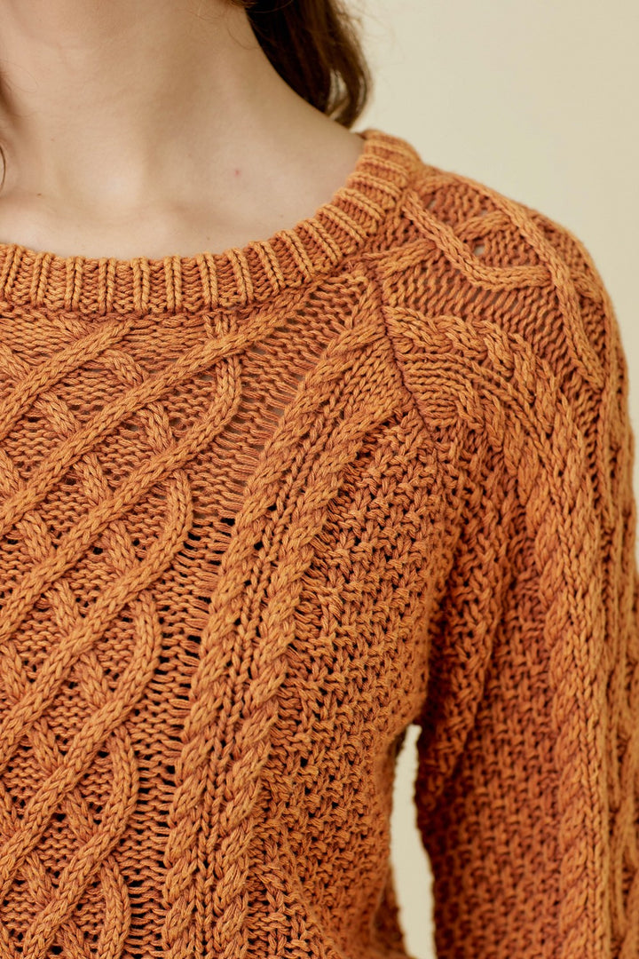 Washed Cable Knit Sweater