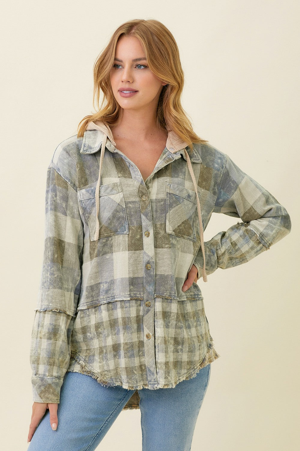 Lilly Layered Hoodie Check Jacket