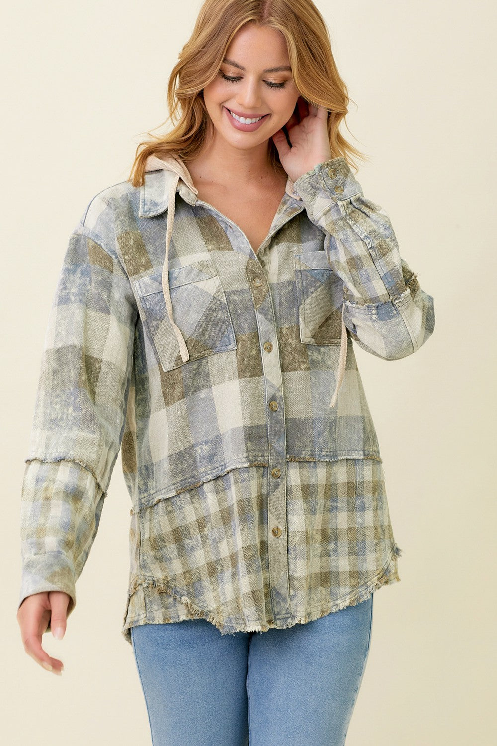 Lilly Layered Hoodie Check Jacket