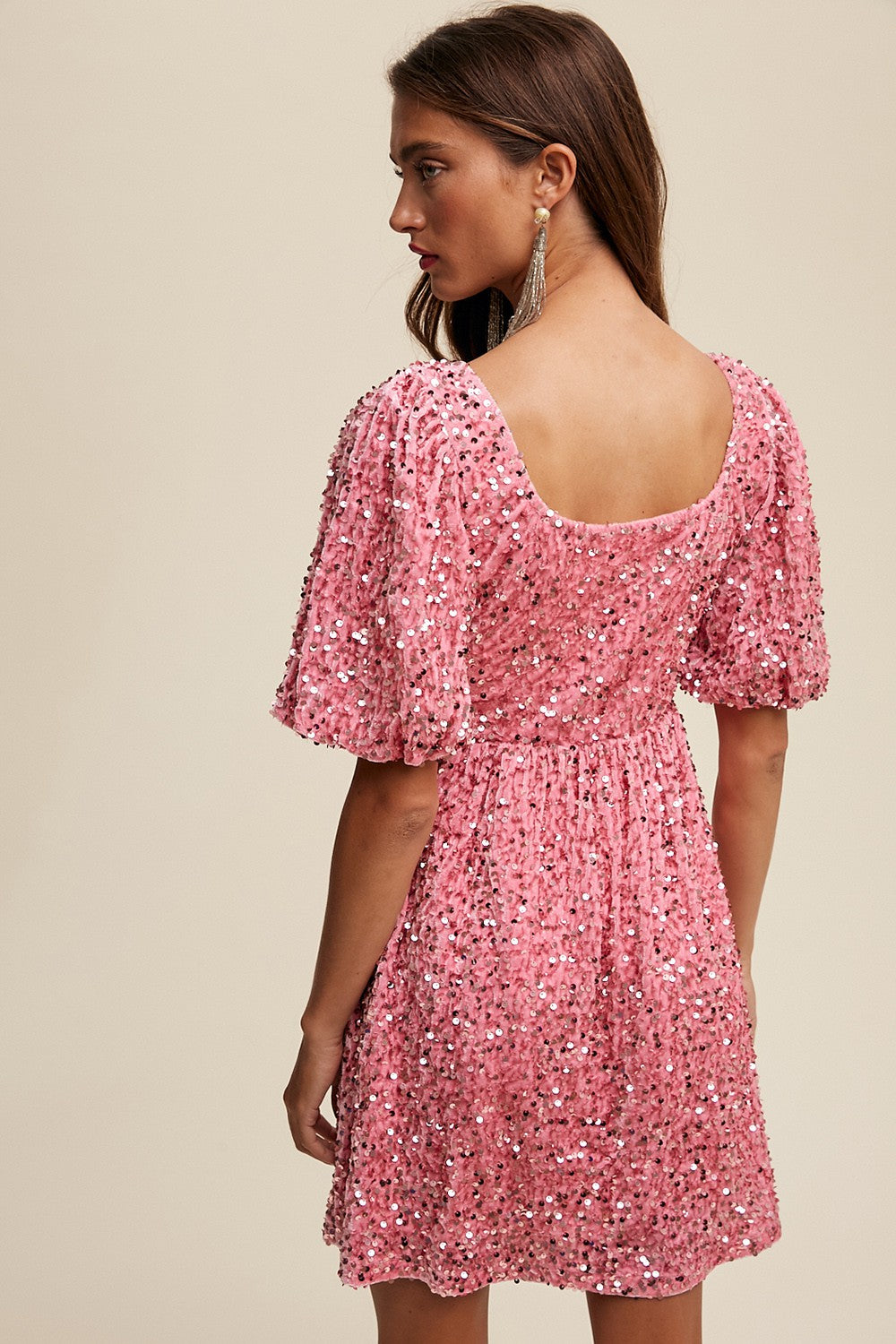 Pink Glimmer Velvet Sequin Dress