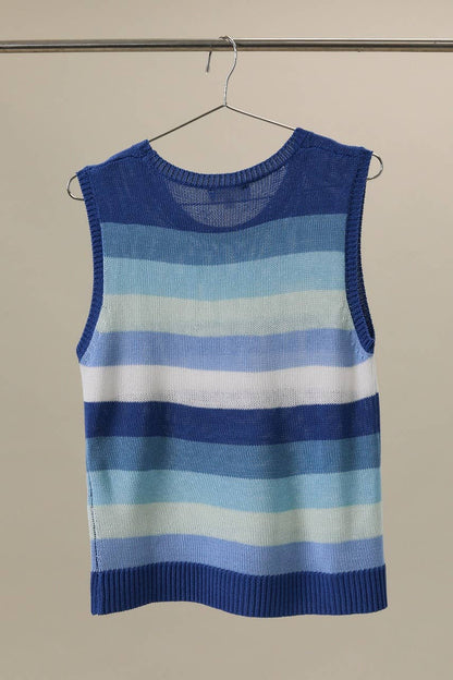 Ocean Striped Knit Tank Top