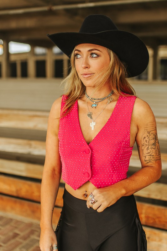 Dolly Pink Rhinestone Studded Vest