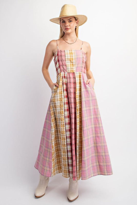 Rosie Mixed Checkered Midi Dress