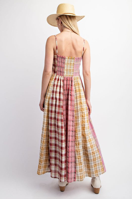 Rosie Mixed Checkered Midi Dress