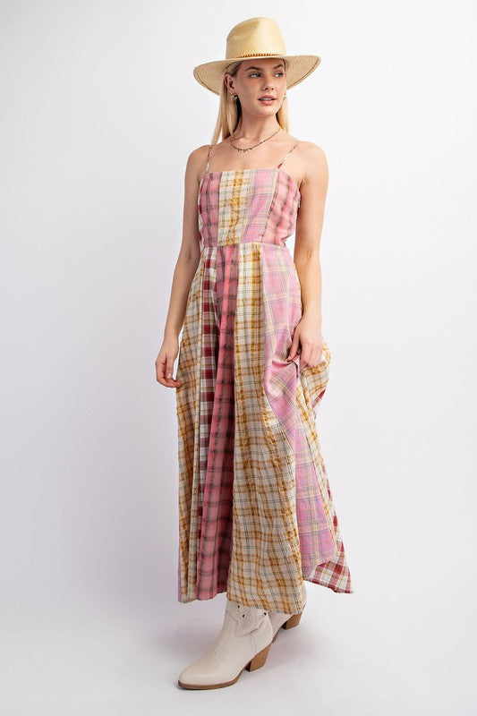 Rosie Mixed Checkered Midi Dress