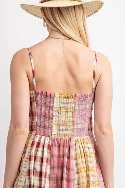 Rosie Mixed Checkered Midi Dress